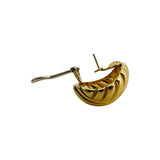 18k Yellow Gold 22.6g Solid Heavy Ribbed Ball Stud Earrings Italy