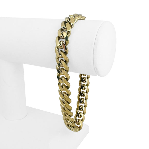 14k Yellow Gold 52.7g Solid Heavy 10mm Men's Cuban Link Bracelet Turkey 9