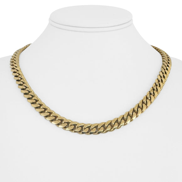 14k Yellow Gold 97g Solid Heavy 8mm Polished Cuban Link Chain Necklace 18
