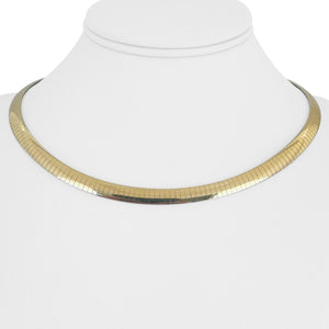 14k Yellow and White Gold 35.4g Reversible 6mm Omega Link Necklace Italy 16"