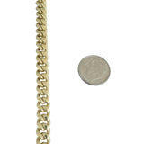 14k Yellow Gold 30.6g Semi Solid 7mm Polished Cuban Link Chain Necklace 22"