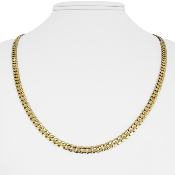 14k Yellow Gold 15.9g Solid 5mm Curb Link Chain Necklace Italy 22