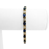 10k Yellow Gold 9.9g Blue Sapphire and Diamond Link Bracelet 6.75"
