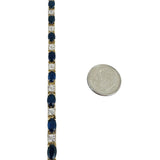 10k Yellow Gold 9.9g Blue Sapphire and Diamond Link Bracelet 6.75"