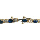 10k Yellow Gold 9.9g Blue Sapphire and Diamond Link Bracelet 6.75"