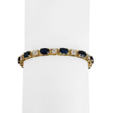 10k Yellow Gold 9.9g Blue Sapphire and Diamond Link Bracelet 6.75"