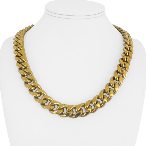10k Yellow Gold 77.5g Hollow Thick 13mm Cuban Link Chain Necklace 20