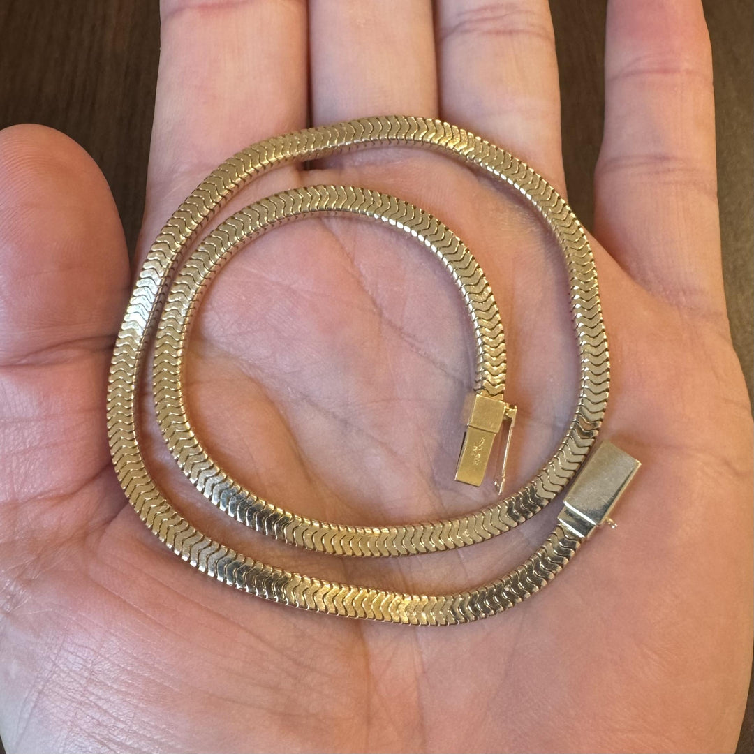 Forstner 14k Yellow Gold 37.3g Heavy Vintage Squared Snake Necklace 15"