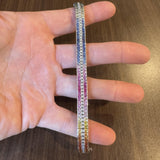 18k White Gold 33.2g Diamond and Rainbow Sapphire Link Bracelet 7"