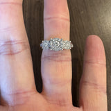 14k White Gold and 0.75cttw Three Diamond Halo Ring Size 7