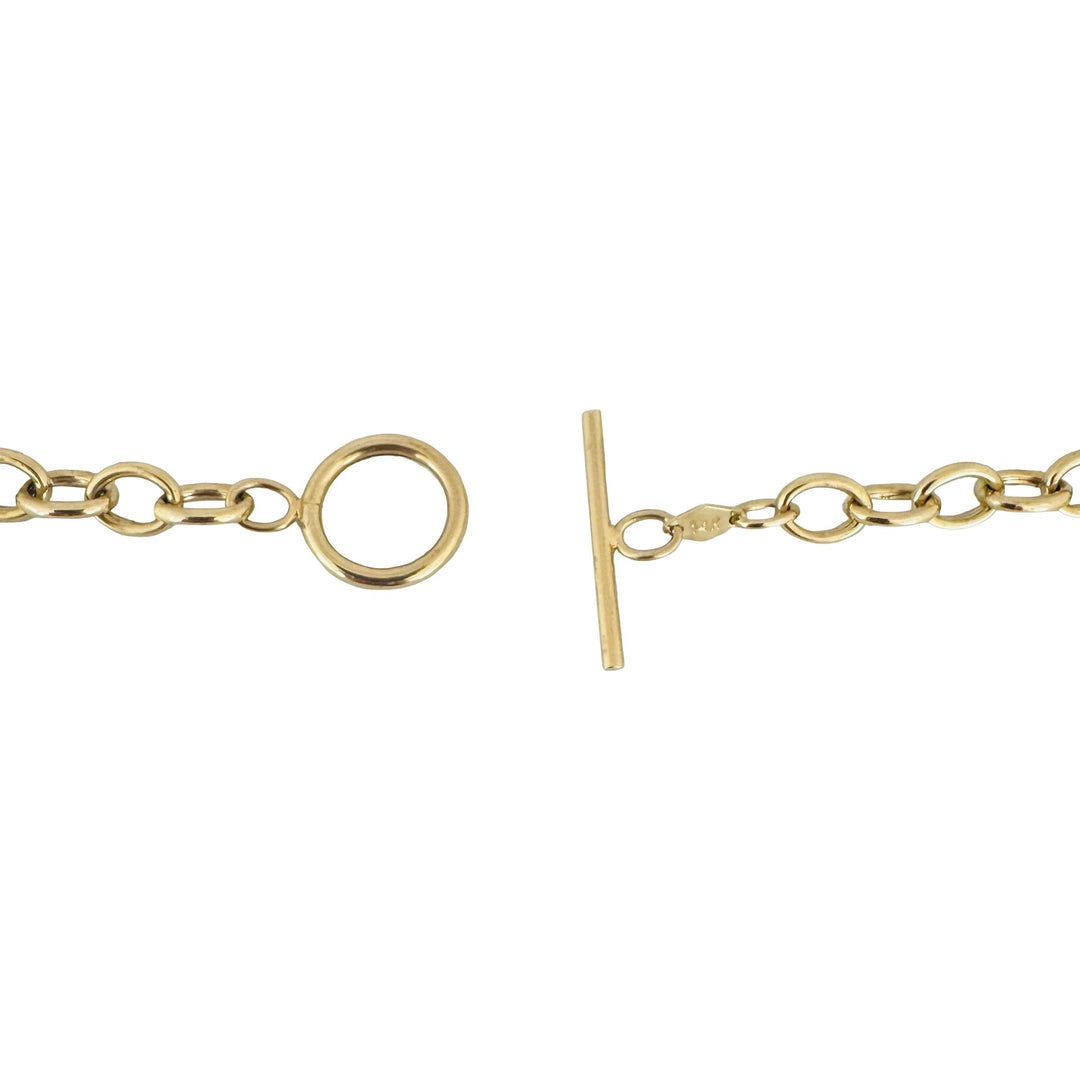 14k Yellow Gold 8.6g Hollow Light Cable Link Toggle T Bar Necklace 17"