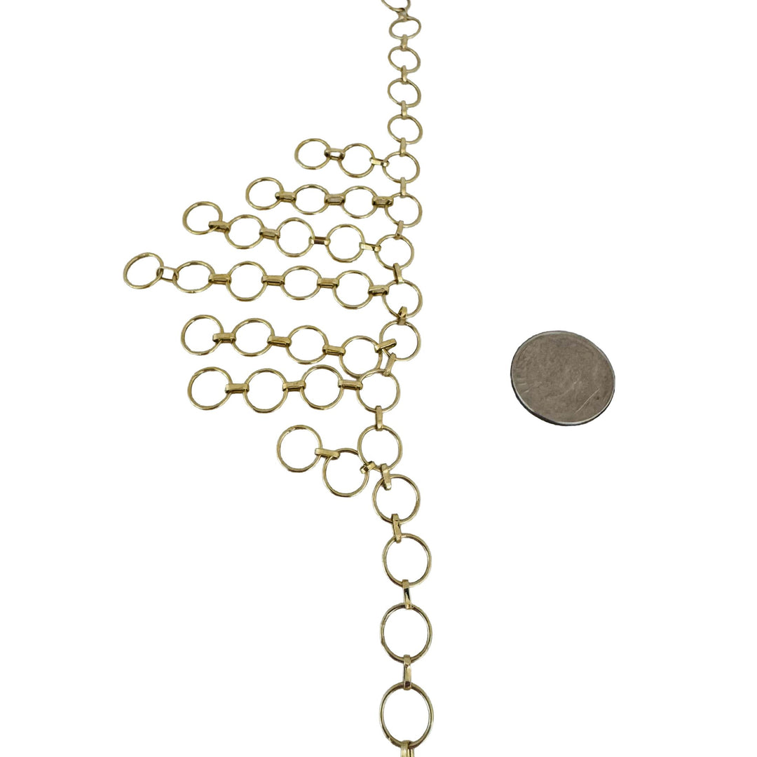 14k Yellow Gold 6.3g Hollow Light Fancy Circle Link Drop Necklace 17"