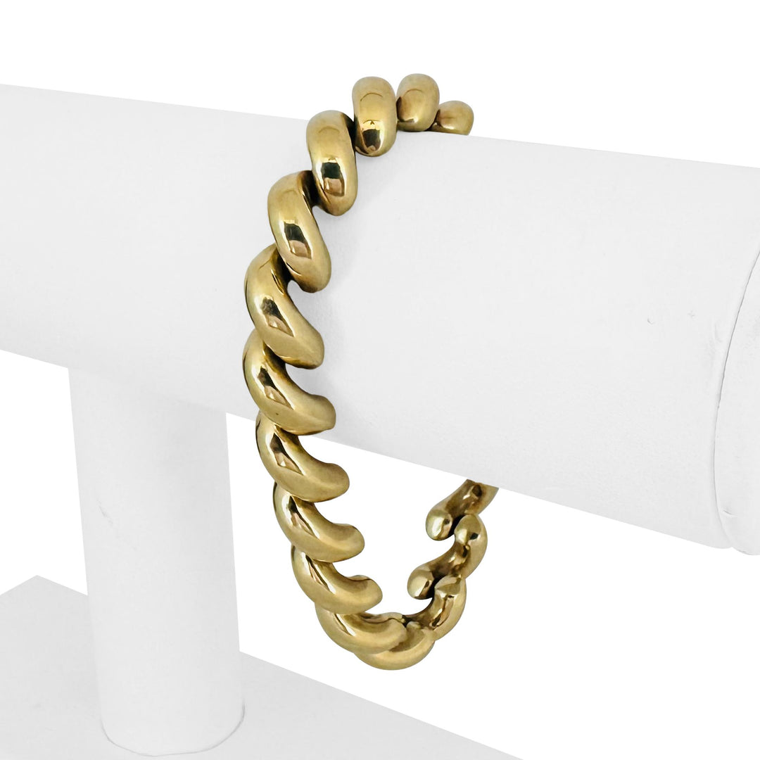 14k Yellow Gold 24.8g Ladies Polished 10mm San Marco Link Bracelet Italy 7.25"
