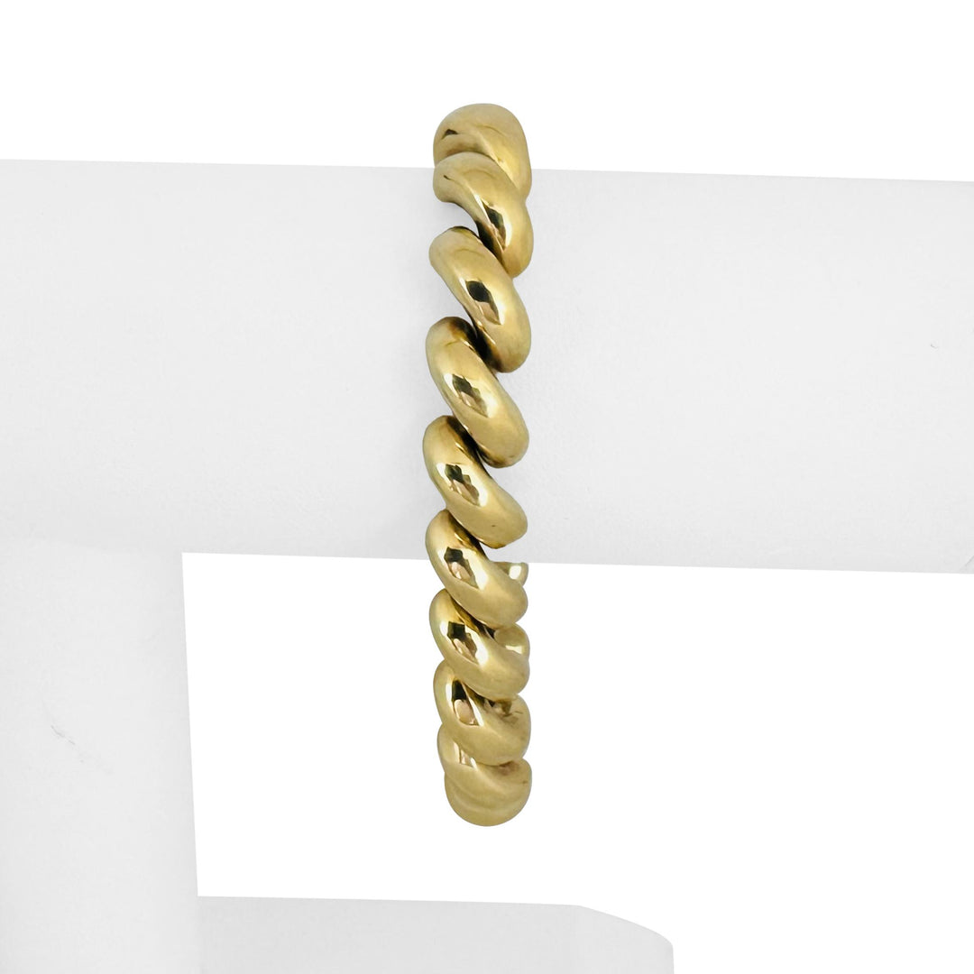 14k Yellow Gold 24.8g Ladies Polished 10mm San Marco Link Bracelet Italy 7.25"