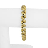 14k Yellow Gold 24.8g Ladies Polished 10mm San Marco Link Bracelet Italy 7.25"