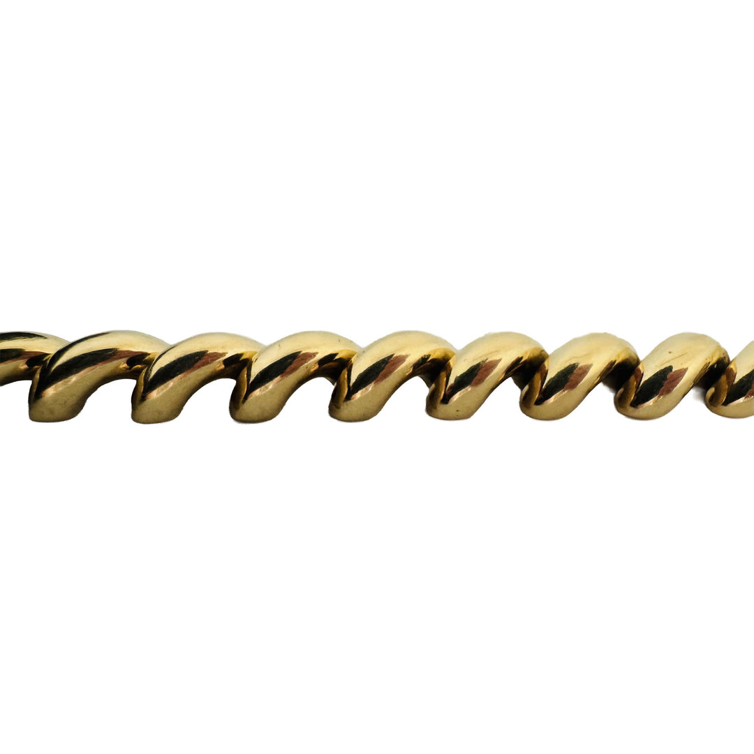 14k Yellow Gold 24.8g Ladies Polished 10mm San Marco Link Bracelet Italy 7.25"