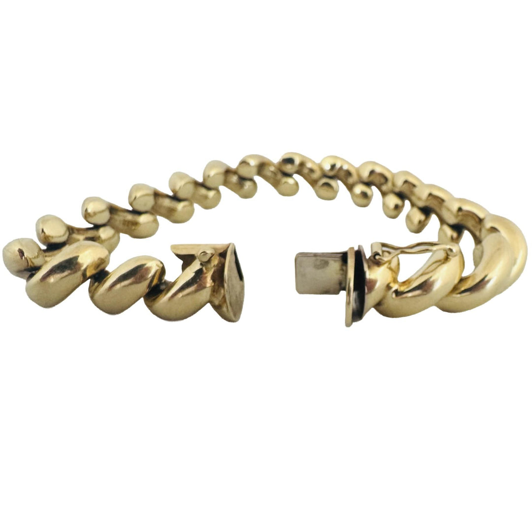 14k Yellow Gold 24.8g Ladies Polished 10mm San Marco Link Bracelet Italy 7.25"