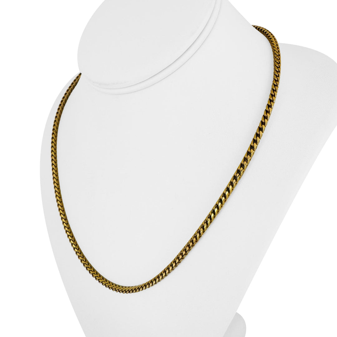 14k Yellow Gold 28.4g Solid 3mm Squared Franco Link Chain Necklace Italy 20"