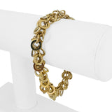 14k Yellow Gold 6.3g Hollow Light 13mm Multi Circle Link Bracelet Italy 7"
