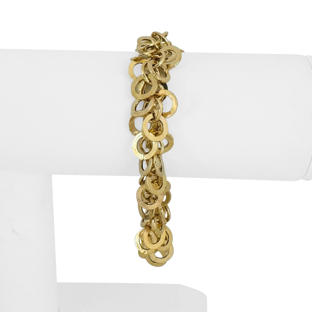 14k Yellow Gold 6.3g Hollow Light 13mm Multi Circle Link Bracelet Italy 7"