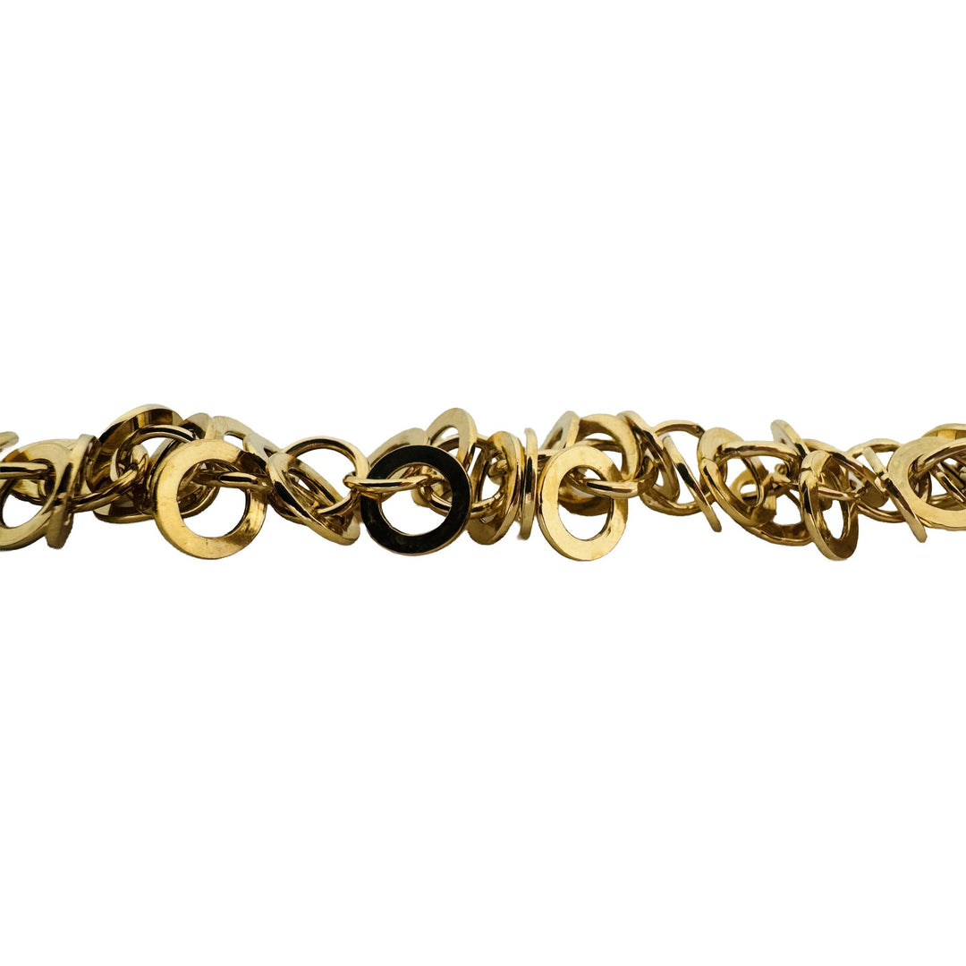 14k Yellow Gold 6.3g Hollow Light 13mm Multi Circle Link Bracelet Italy 7"