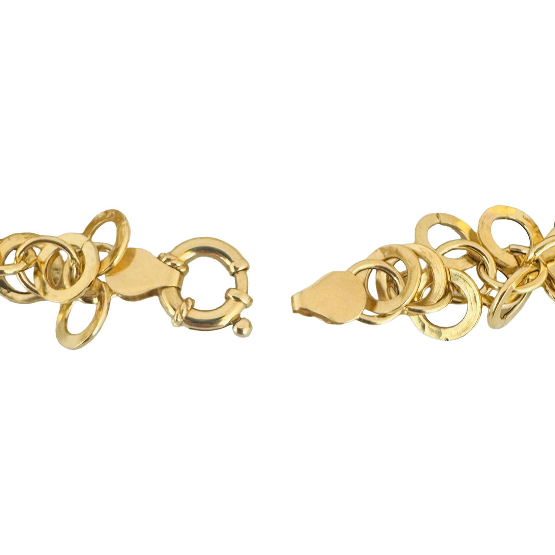 14k Yellow Gold 6.3g Hollow Light 13mm Multi Circle Link Bracelet Italy 7"