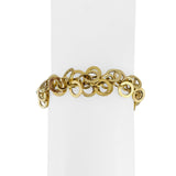 14k Yellow Gold 6.3g Hollow Light 13mm Multi Circle Link Bracelet Italy 7"