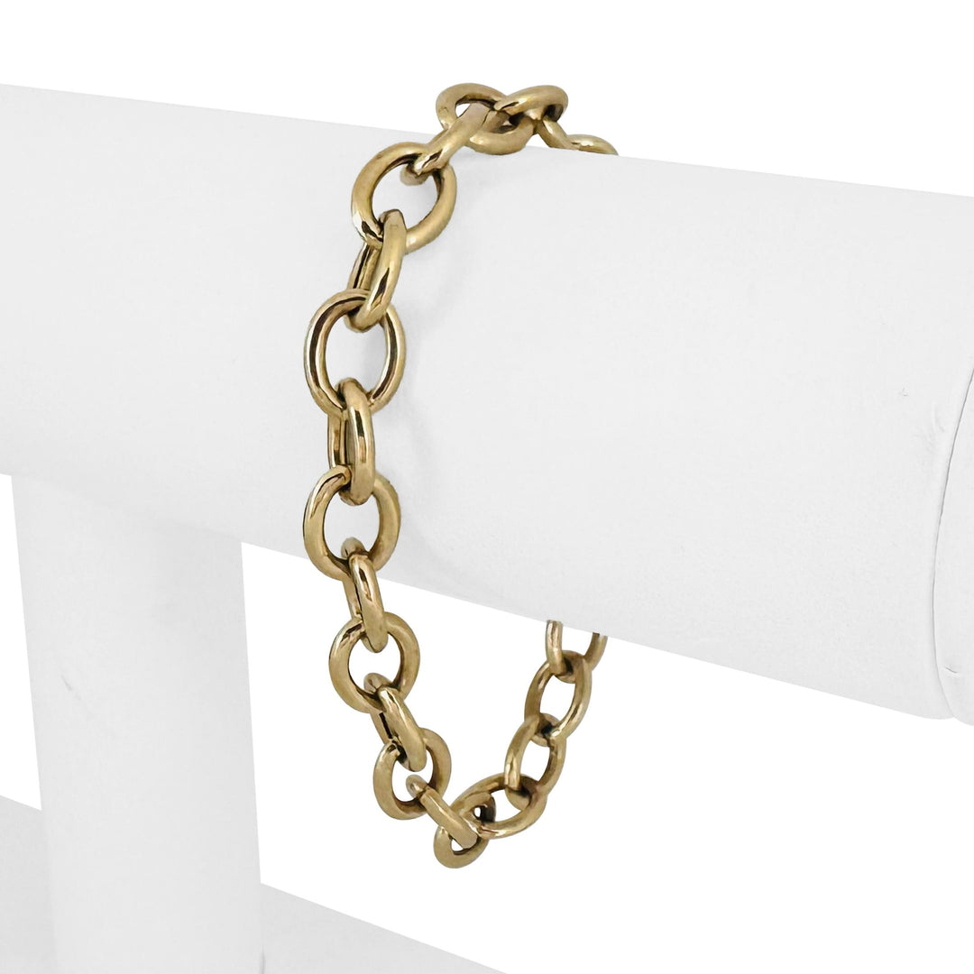 14k Yellow Gold 10.6g Semi Solid 8mm Oval Cable Link Bracelet Turkey 7"