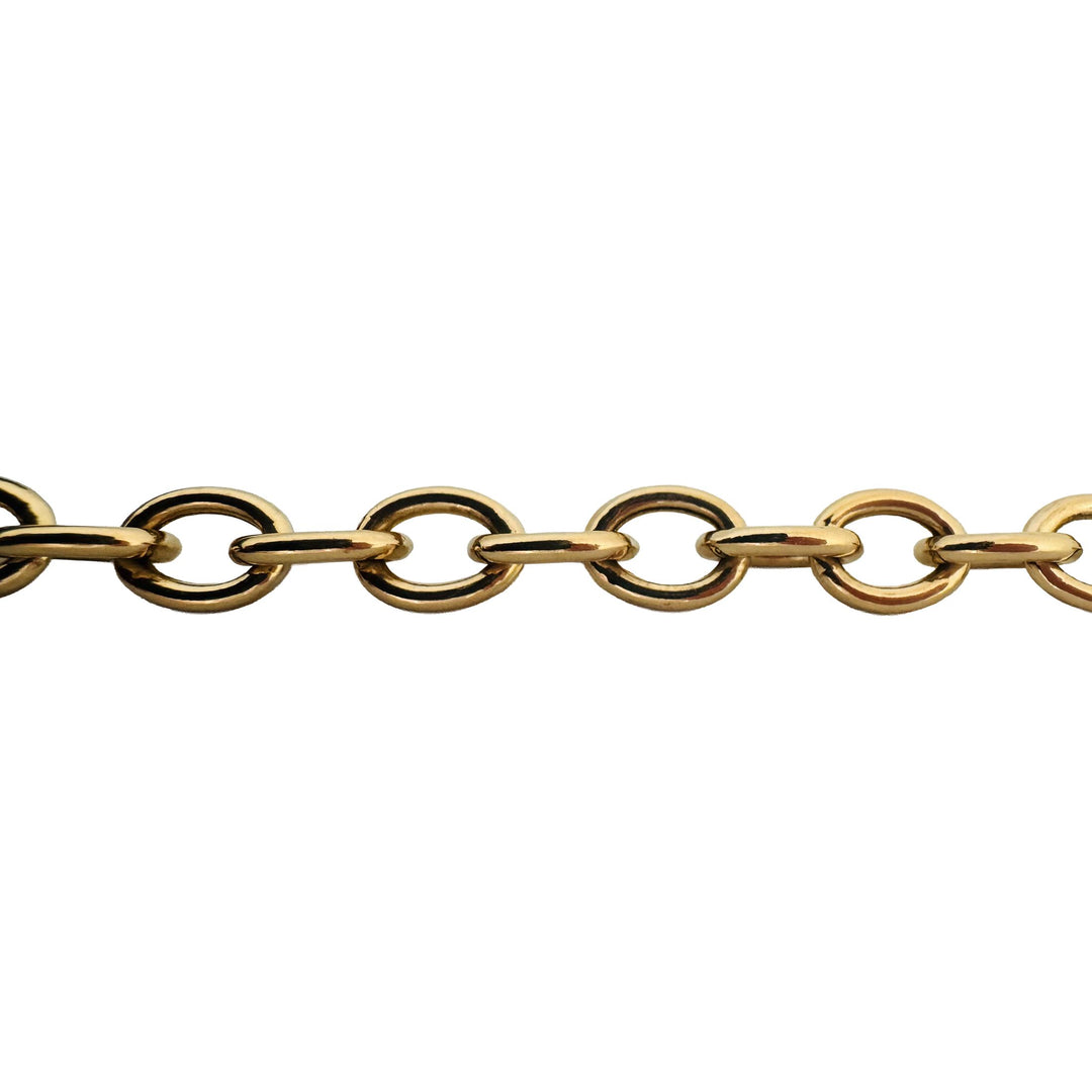 14k Yellow Gold 10.6g Semi Solid 8mm Oval Cable Link Bracelet Turkey 7"
