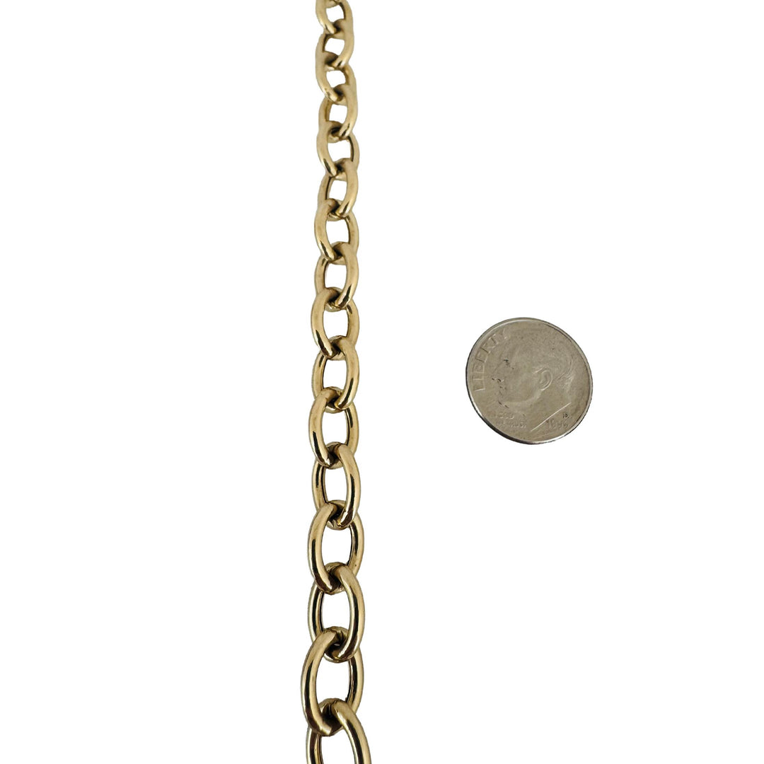 14k Yellow Gold 10.6g Semi Solid 8mm Oval Cable Link Bracelet Turkey 7"