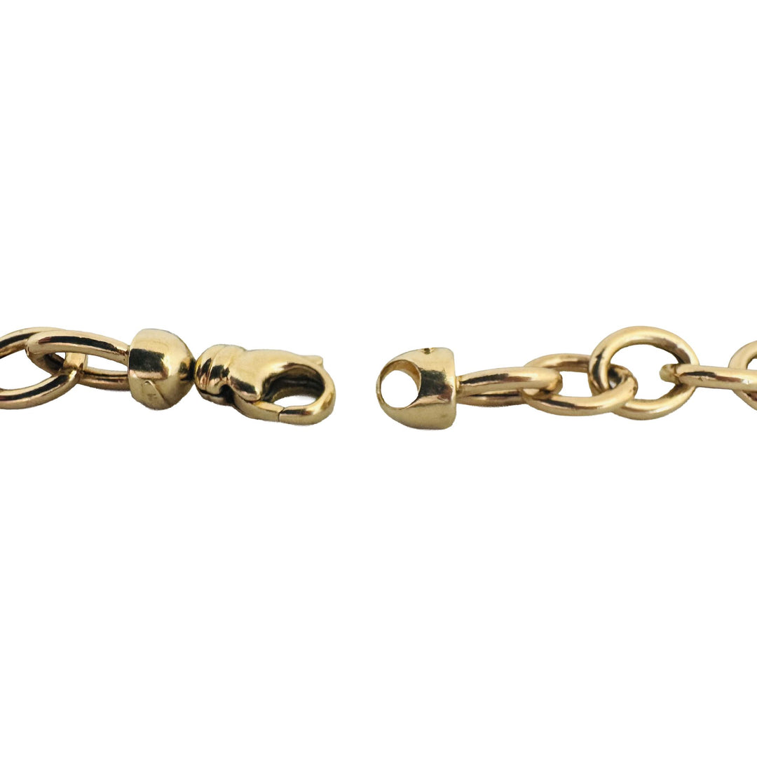 14k Yellow Gold 10.6g Semi Solid 8mm Oval Cable Link Bracelet Turkey 7"