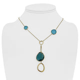 10k Yellow Gold and Blue Topaz Ladies Drop Necklace 17" or 18"