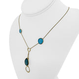 10k Yellow Gold and Blue Topaz Ladies Drop Necklace 17" or 18"