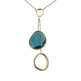 10k Yellow Gold and Blue Topaz Ladies Drop Necklace 17" or 18"