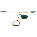 10k Yellow Gold and Blue Topaz Ladies Drop Necklace 17" or 18"
