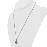 14k White Gold Swizz Blue Topaz and Diamond Pendant Necklace 18"