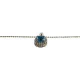 14k White Gold Swizz Blue Topaz and Diamond Pendant Necklace 18"