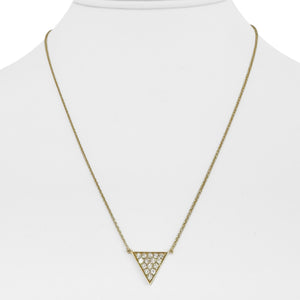 14k Yellow Gold and 0.35ct Diamond Triangle Pendant Necklace 18"