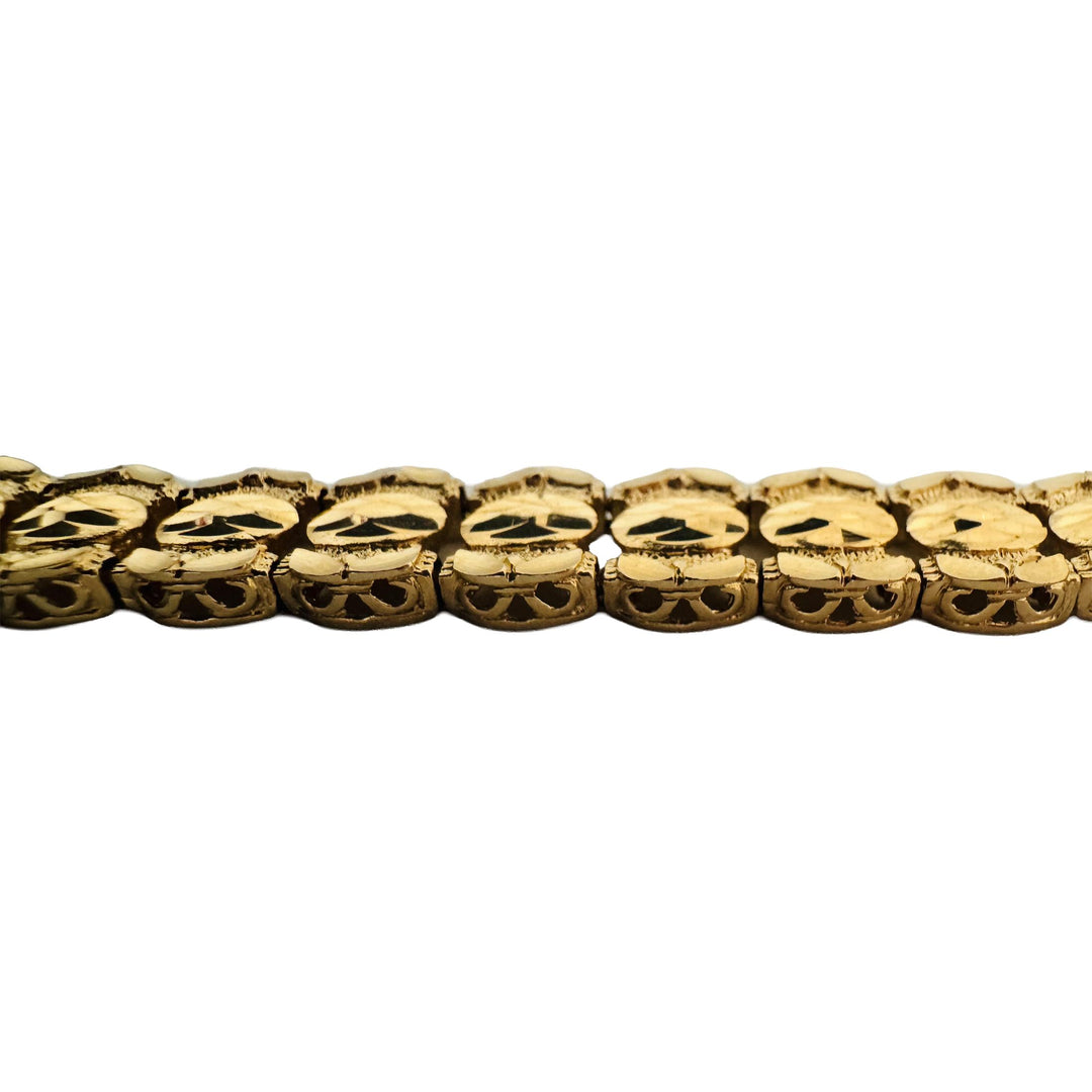 14k Yellow Gold and Cabochon Sapphire 17.2g Solid Vintage Fancy Link Bracelet 7"