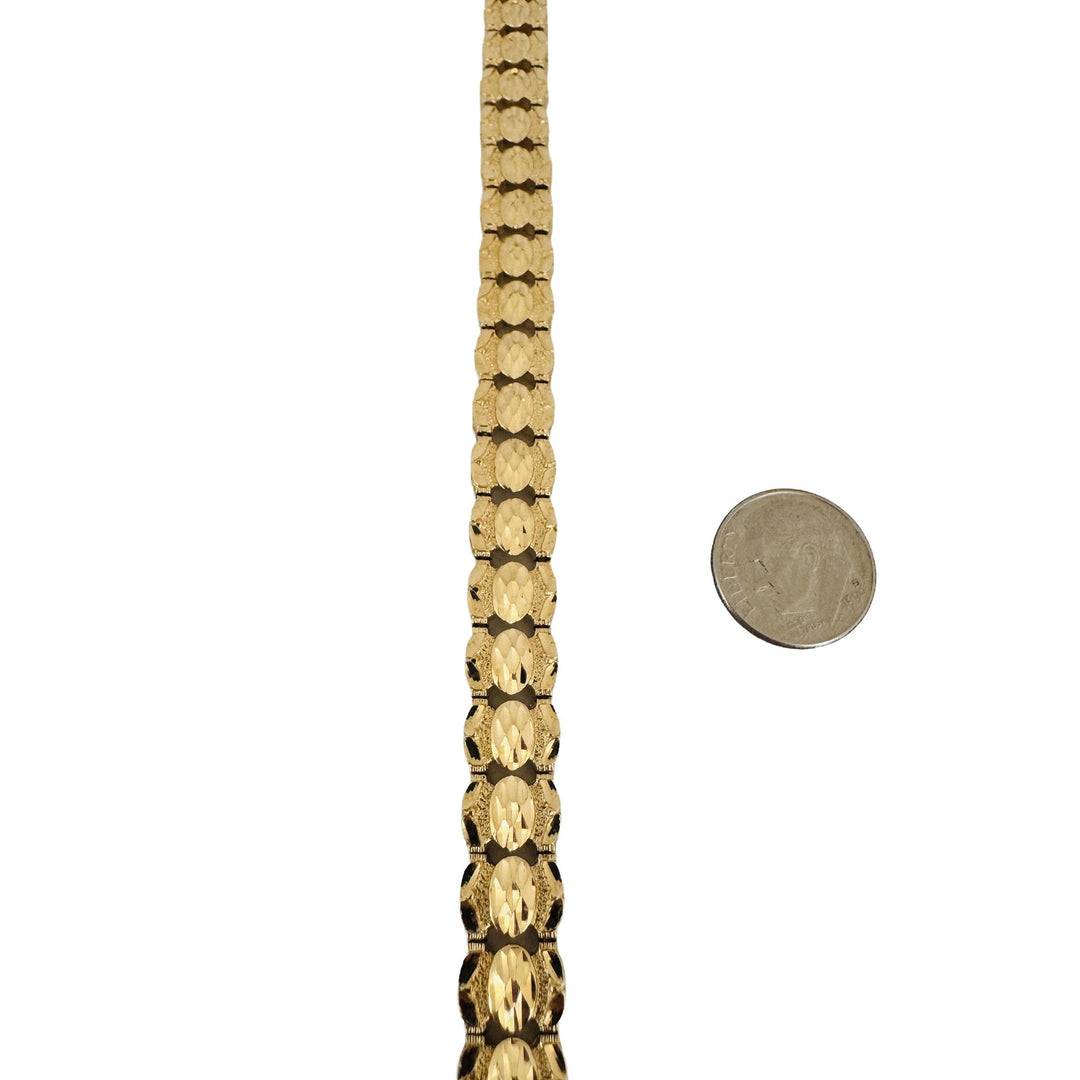 14k Yellow Gold and Cabochon Sapphire 17.2g Solid Vintage Fancy Link Bracelet 7"