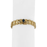 14k Yellow Gold and Cabochon Sapphire 17.2g Solid Vintage Fancy Link Bracelet 7"