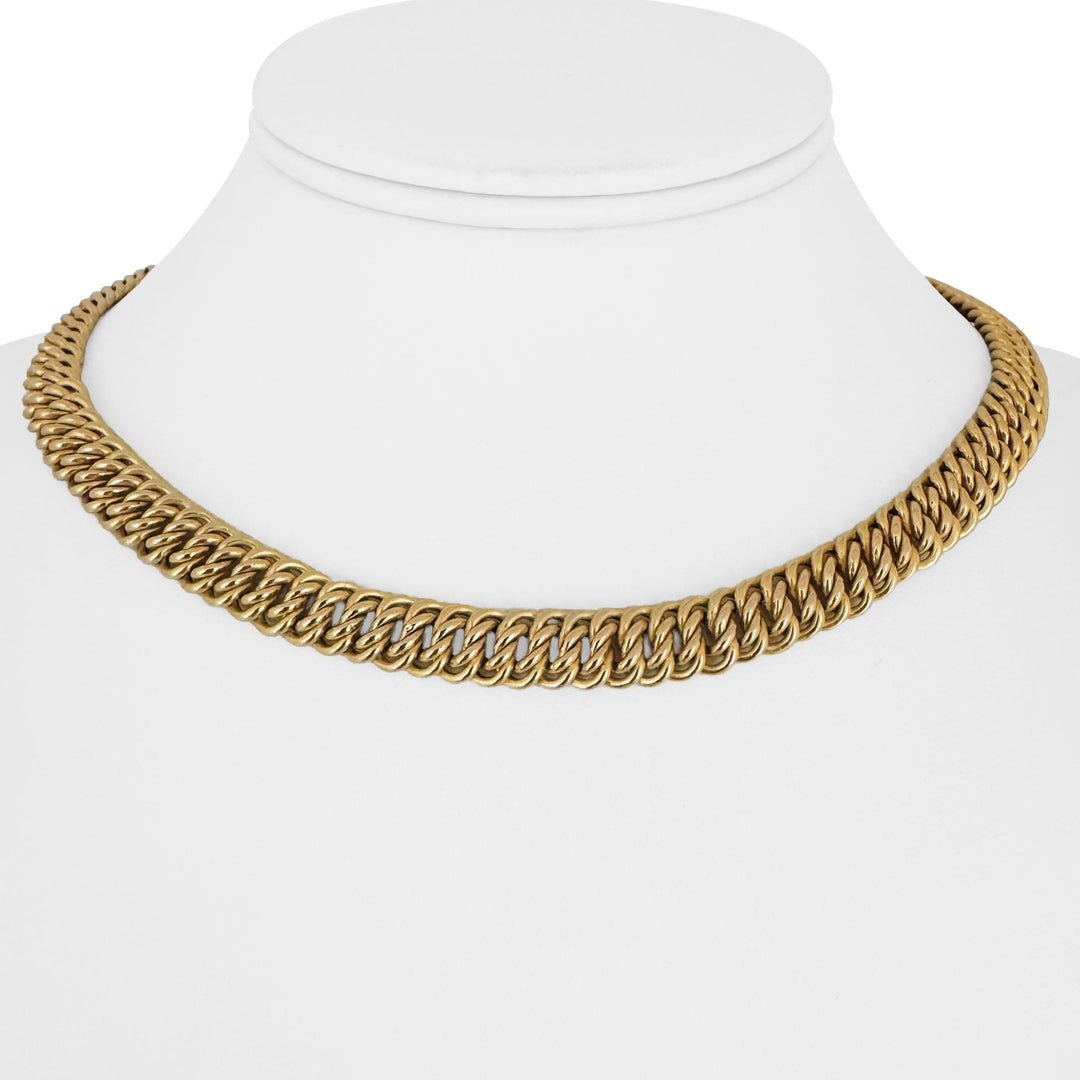 14k Yellow Gold 25.2g Vintage Ladies 9mm Twisted Curb Link Necklace Italy 16.5"