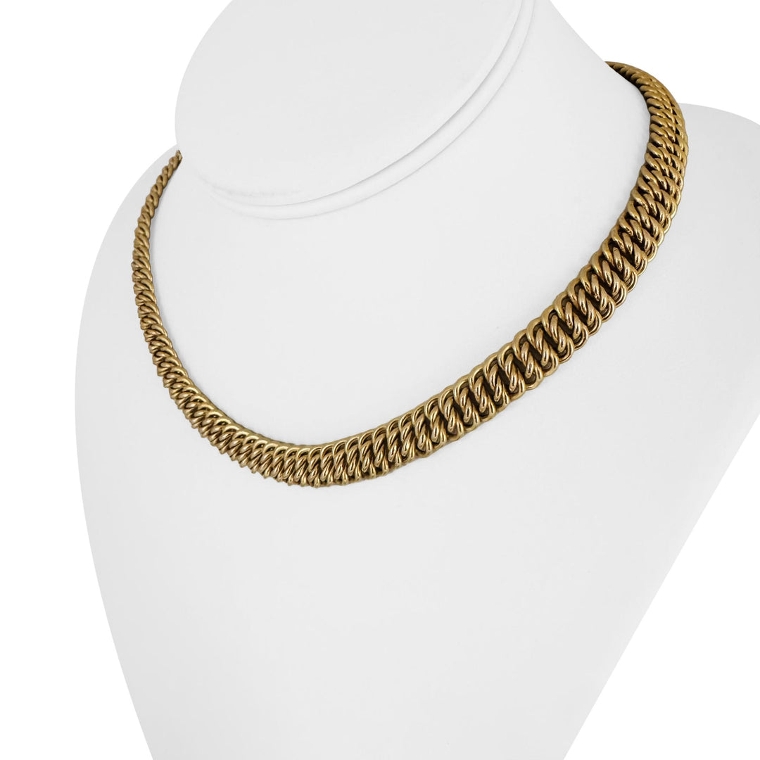 14k Yellow Gold 25.2g Vintage Ladies 9mm Twisted Curb Link Necklace Italy 16.5"