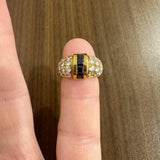 18k Yellow Gold Blue Sapphire and 1cttw Diamond Vintage Ring Size 3.25
