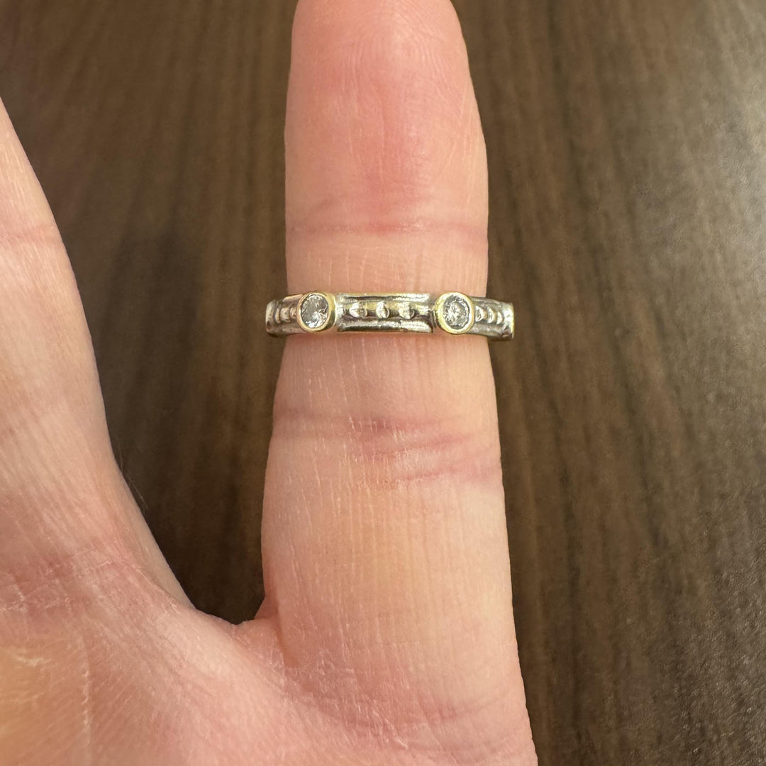 14k Yellow and White Gold 0.30cttw Diamond Fancy Band Ring Size 5