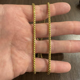 14k Yellow Gold 28.4g Solid 3mm Squared Franco Link Chain Necklace Italy 20"