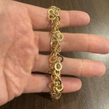 14k Yellow Gold 6.3g Hollow Light 13mm Multi Circle Link Bracelet Italy 7"