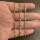 14k Yellow Gold 9g Solid Thin Vintage 2mm Rope Chain Necklace Italy 24"