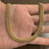 14k Yellow Gold 25.2g Vintage Ladies 9mm Twisted Curb Link Necklace Italy 16.5"