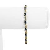 10k Yellow Gold Sapphire and Diamond Link Bracelet 7"